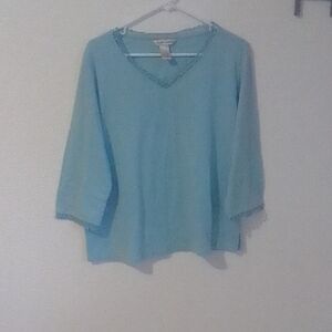 Elegant Sky Blue V-Neck Blouse